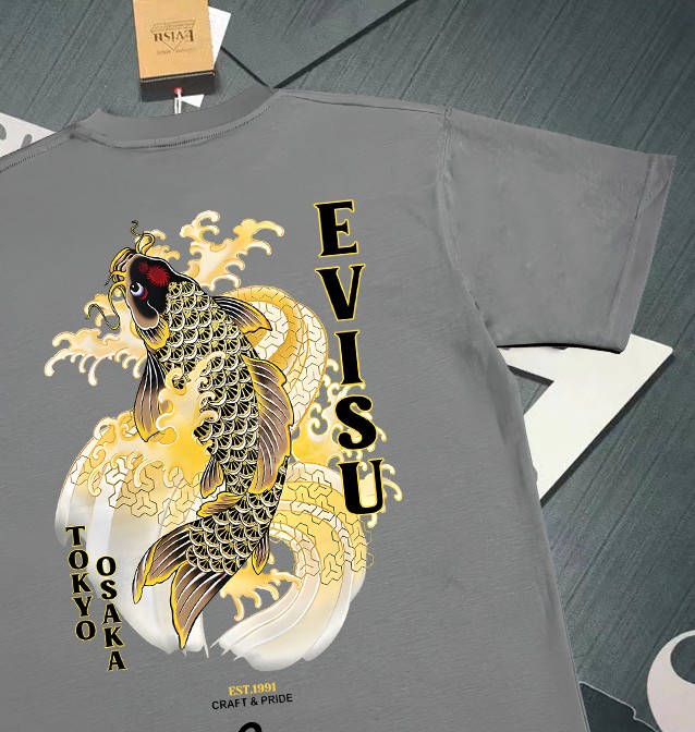 EVISU Men's Premium Cotton Graphic Tee - Japanese Inspired Design 5 a1735058891314 0382