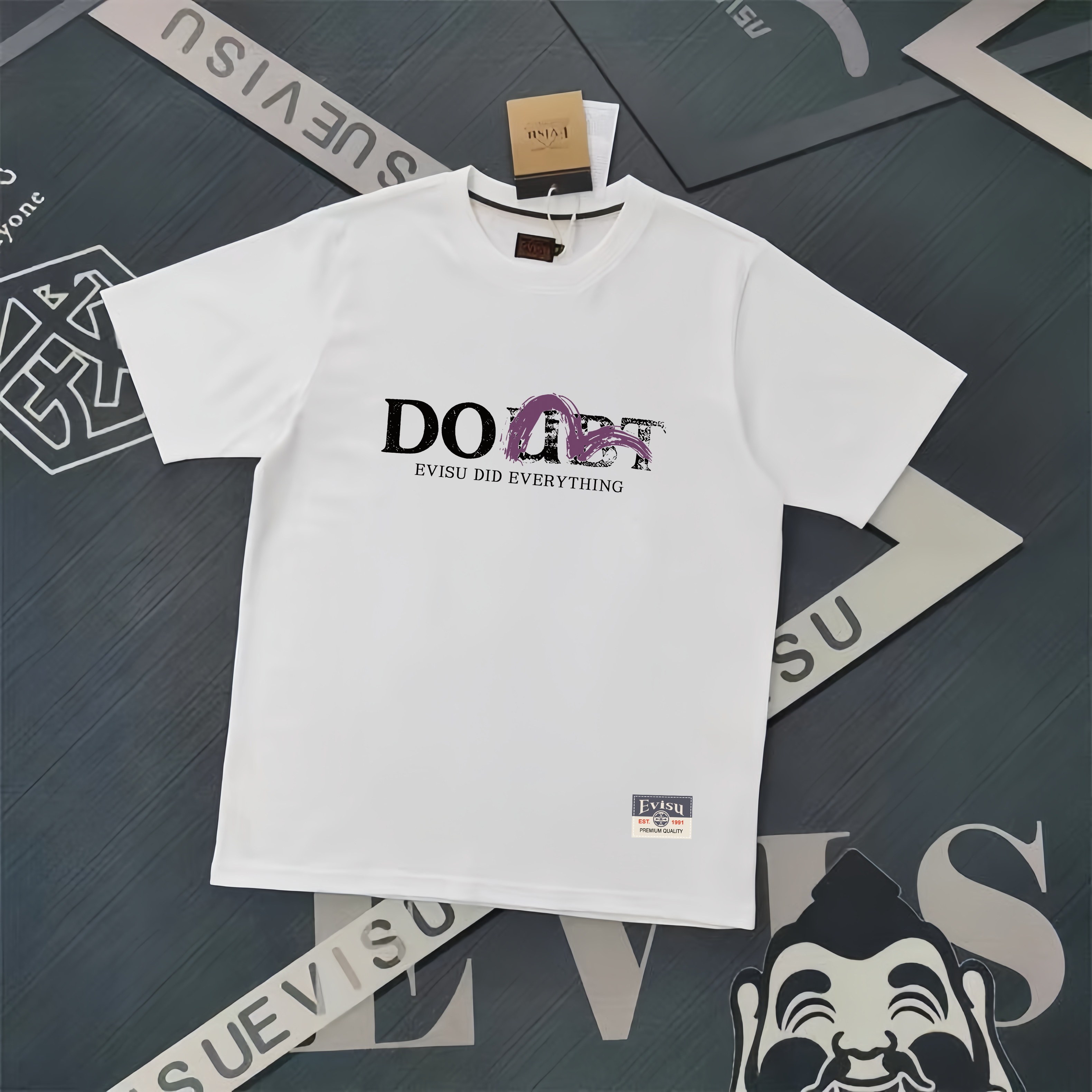 Evisu 2025 Camiseta Estampada de Algodón para Hombre y Mujer - Diseño Moderno