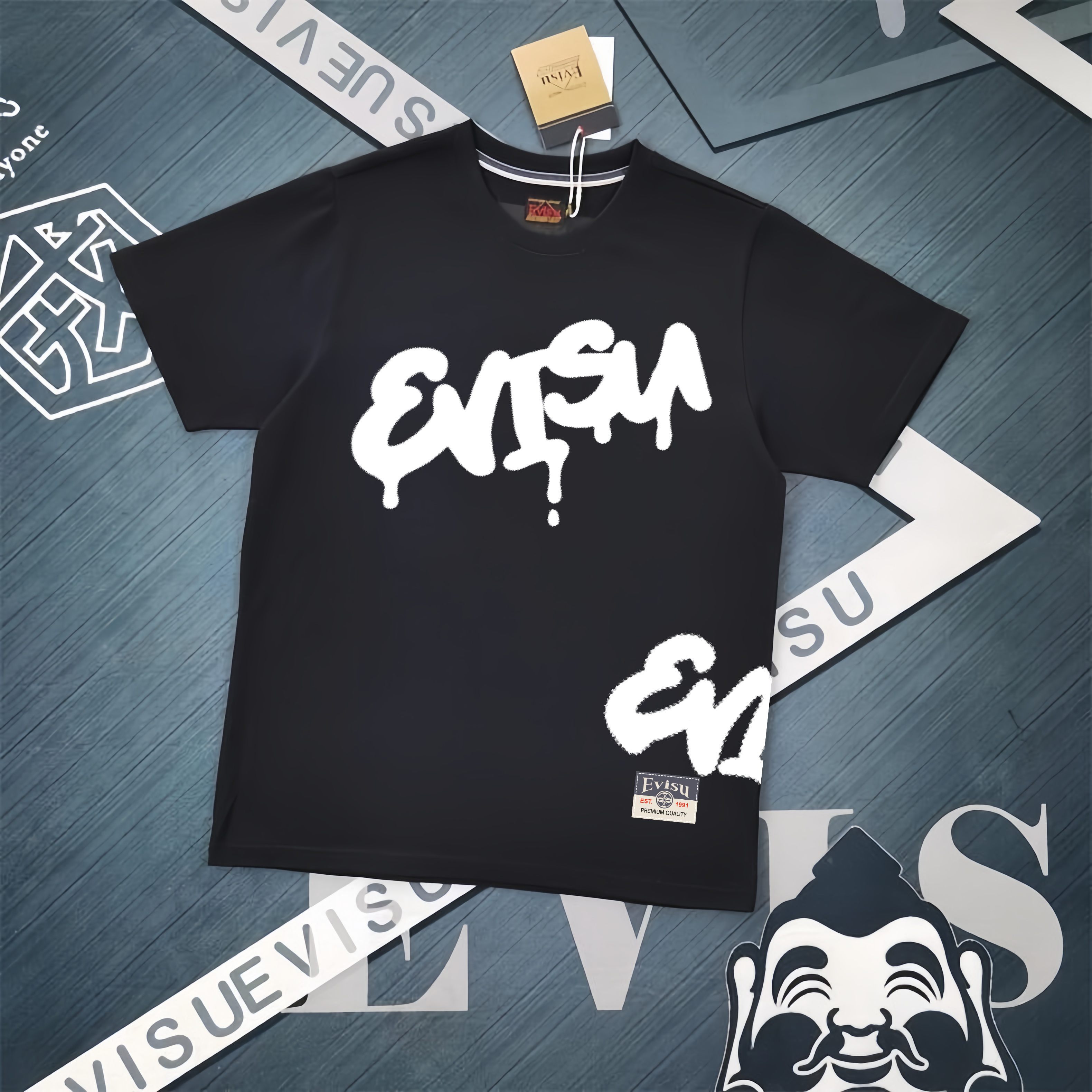 Evisu 福神 2025 nueva camiseta con estampado, versión alta ⚠ alta calidad ⚠ tela de algodón puro doble hilo 300g, unisex,…