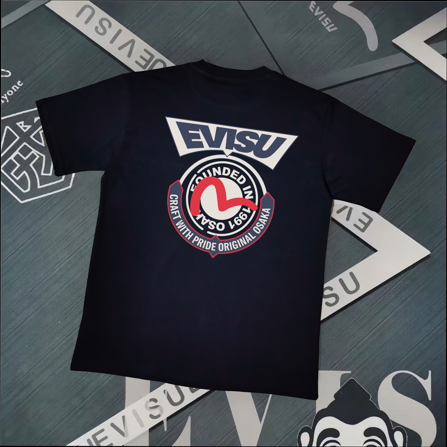 Evisu 福神 2025 nueva camiseta estampada. Versión alta ⚠ alta calidad ⚠ utiliza tejido de algodón puro de doble hilo de 3…