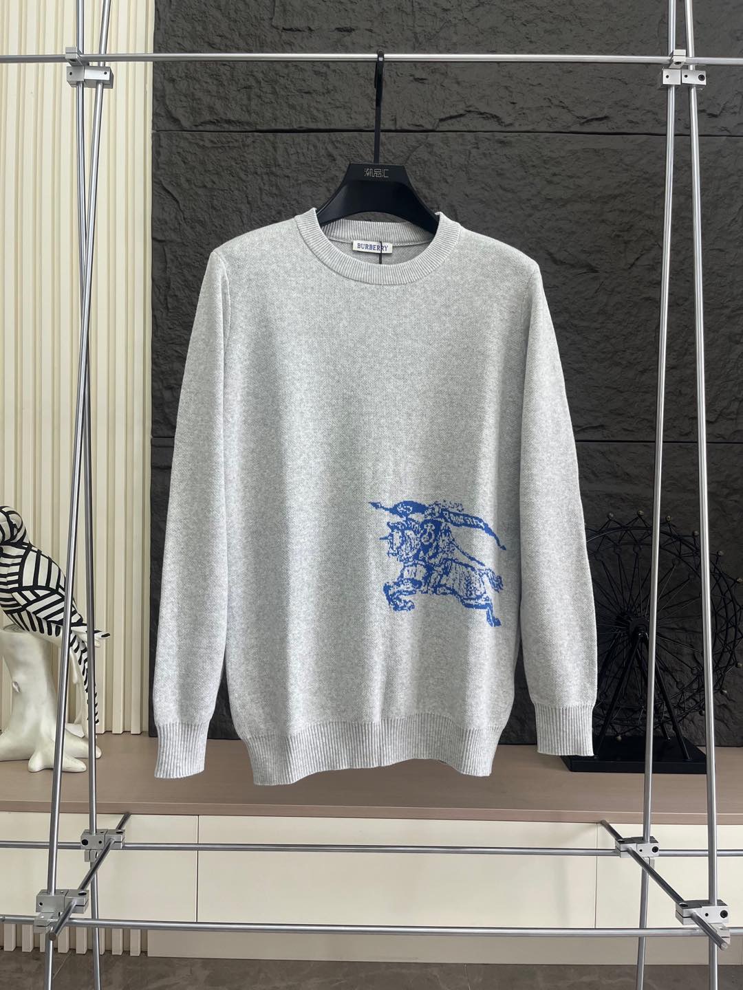 Burberry Gray Knight Graphic Sweater