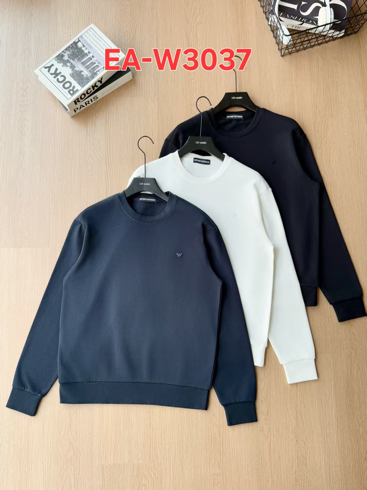 P100 Emporio Armani. 2026 Otoño nuevo producto de la misma tienda, sudadera de cuello redondo de algodón con …
