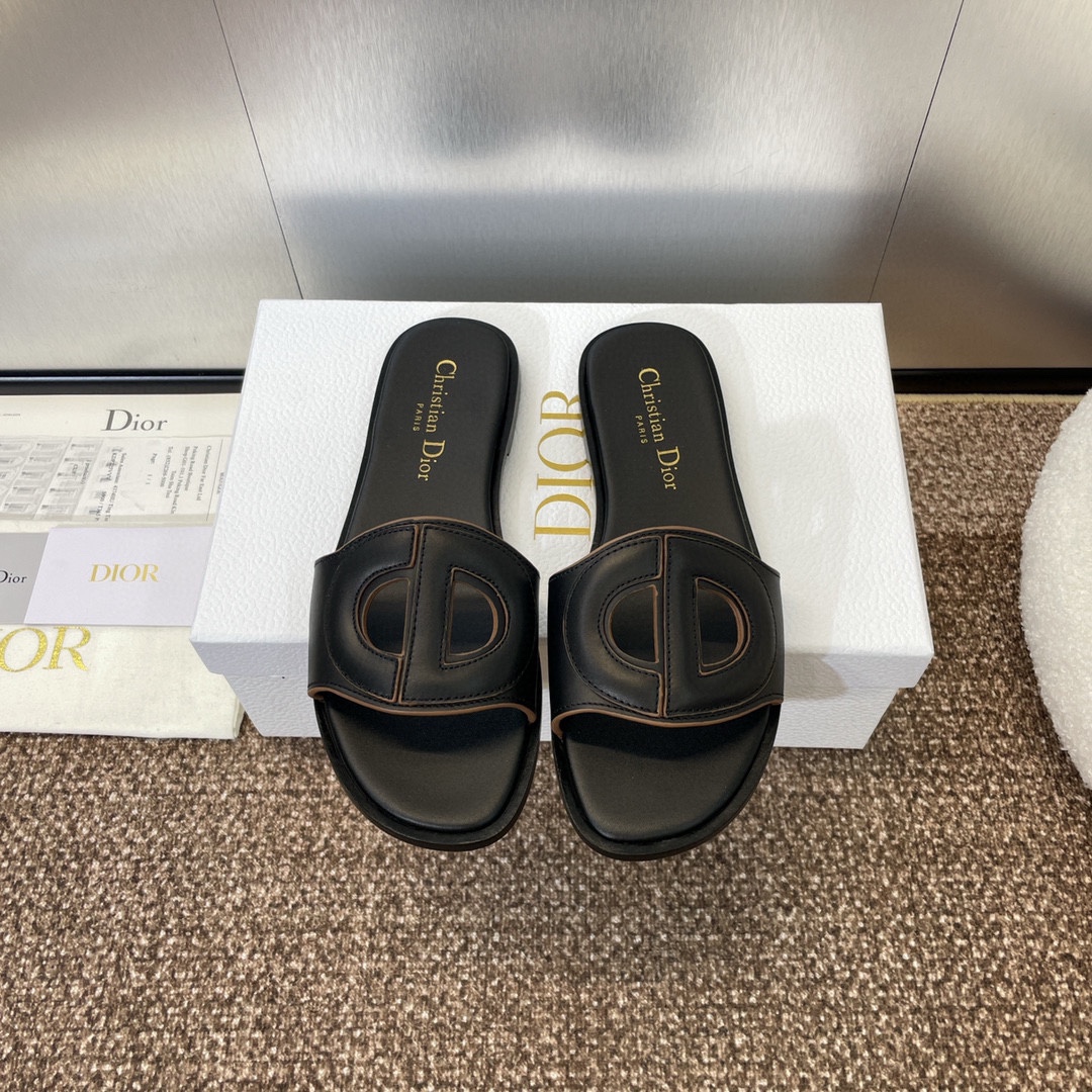 Dior Schoenen Sandalen Pantoffels Openwerk Kalfsleer Koeienhuid Echt leer Schapenvacht Lente/Zomercollectie