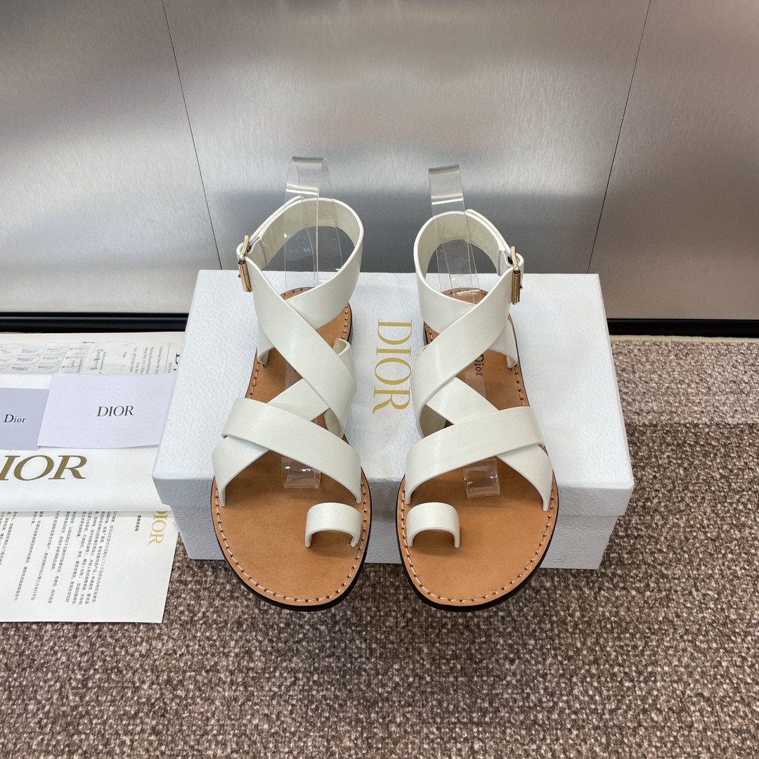 7 sterren
 Dior Schoenen Teenslippers Sandalen Pantoffels Hoge kwaliteit 1: 1 replica
 Goud hardware Kalfsleer Koeienhuid Echt leer Schapenvacht Lente/Zomercollectie