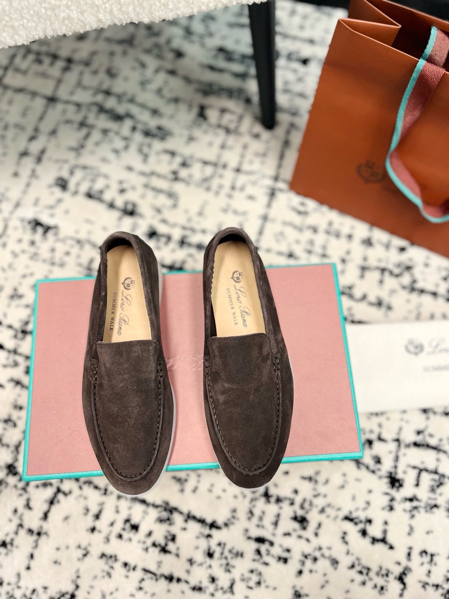 Loro Piana Schoenen Loafers Lycheepatroon Kalfsleer Kasjmier Koeienhuid