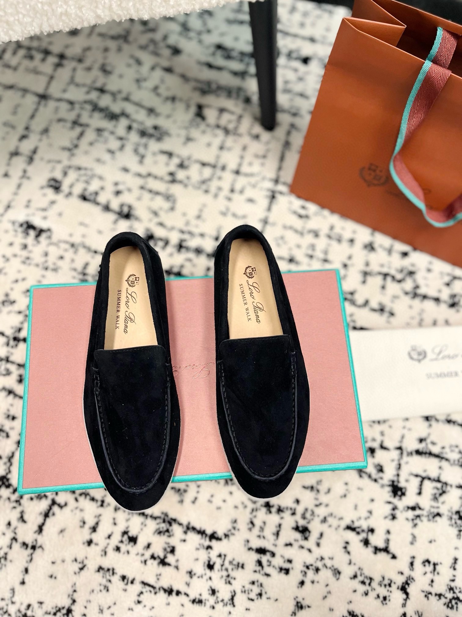 Loro Piana Schoenen Loafers Lycheepatroon Kalfsleer Kasjmier Koeienhuid