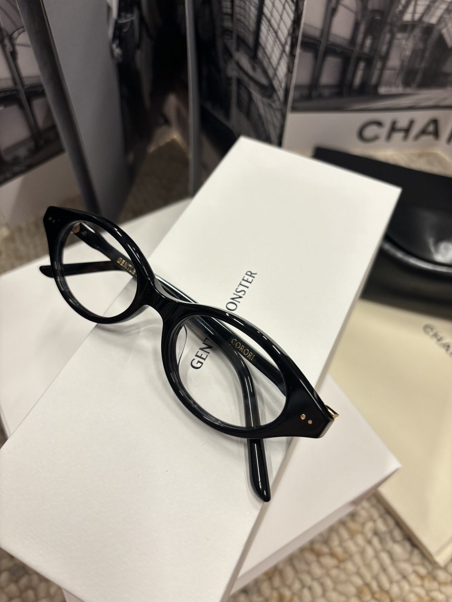 GENTLE MONSTER CORORI Acetate Black Round-Frame Glasses