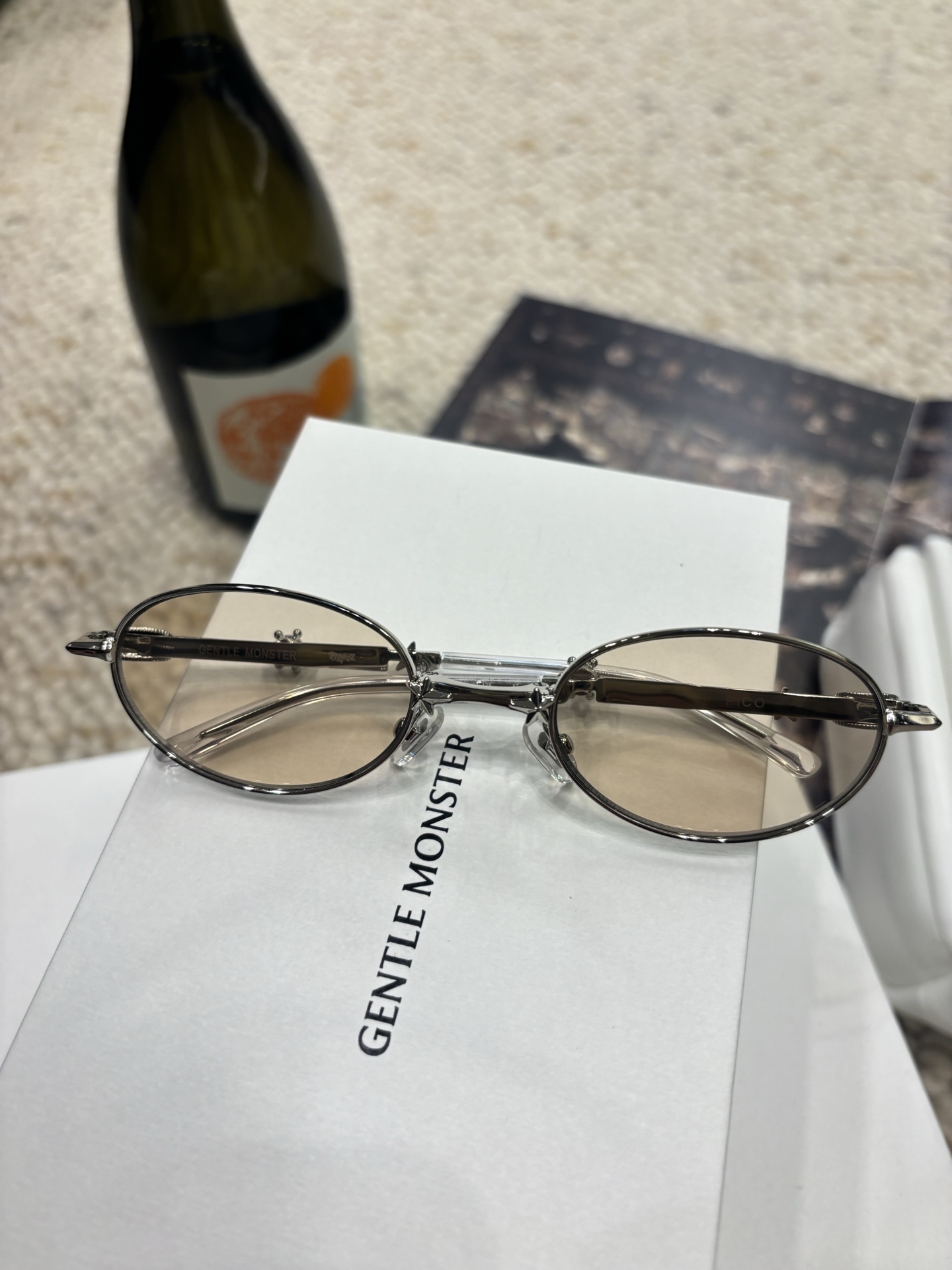 GENTLE MONSTER Foldable Oval Metal Sunglasses