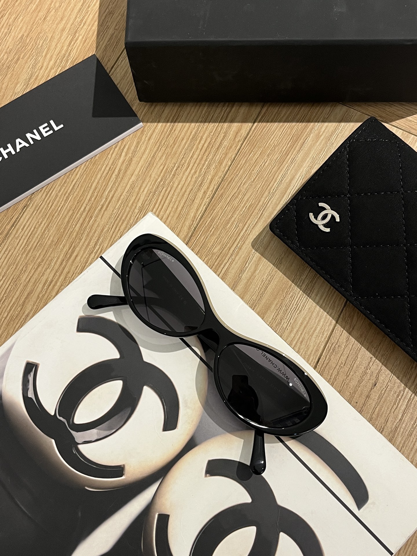 Chanel Sunglasses Acetate Oval Black and White Colorblock