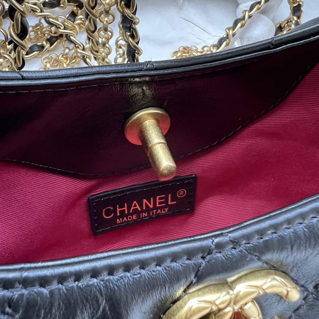 👑Chanel 24A新款链条hobo这一季的链条hobo真的绝绝子，黑金流苏链条，满满奢华高级感，扣子合上可做手腕包，解开扣子就是小hobo，四种背法，可以手拎，斜挎，单肩，绑一下肩带变成腋下包，特别实用! 百变造型 可以解锁的搭配实在太多啦！款号：365