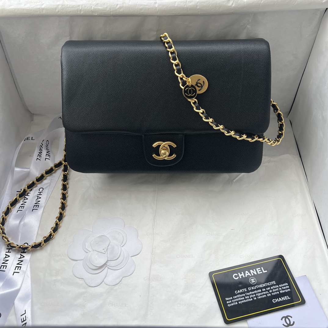 Chanel 24K CF Flap Bag,Black Leather,Gold Hardware,23cm - Elegant & Timeless 2 i1729748648 7854 7