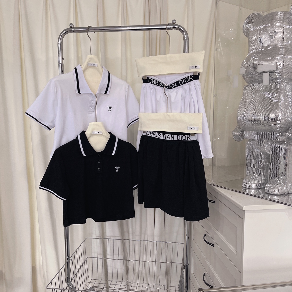 Dior Clothing Polo Shirts & Blouses Skirts Black White Summer Collection