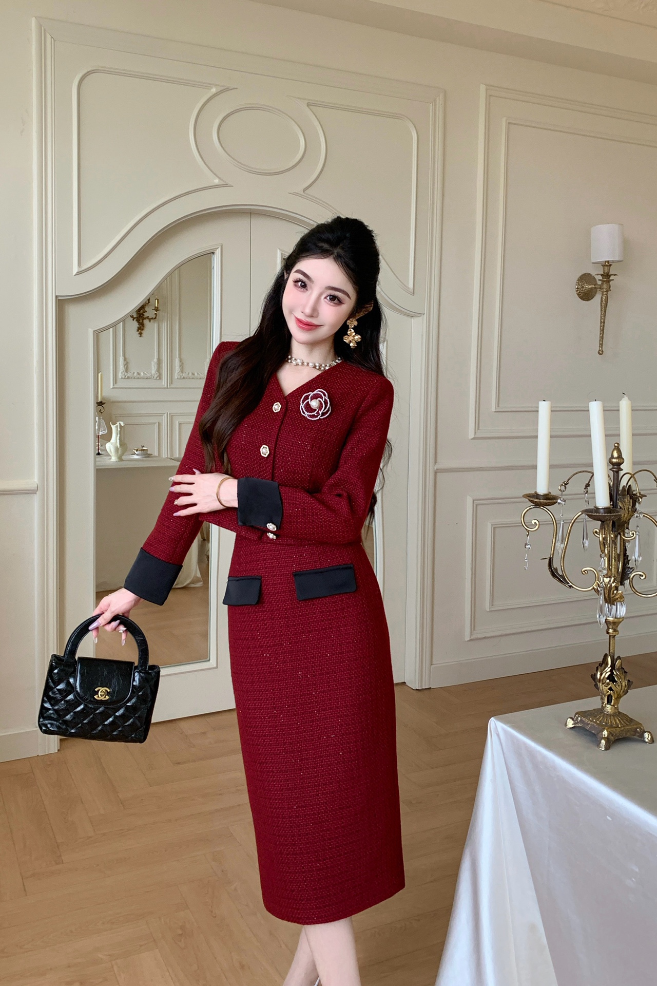 NO:622950,Style No. G25112642 Chane*’s new style two-piece suit with elegant ladylike style!  Contrast color splicing buttoned V-neck short long-sleeved slub jacket with high waist and hip slit long skirt!  Red, yellow, (M size shoulder width 38 with shoulder pads, bust 92, sleeve length 57, dress length 45; waist 72, hip 94, skirt length 74) hair,,chanel,skirts,jackets & coats,alexander wang19860909款号G25112642 Chane*新款气质名媛小香风两件套装！撞色拼接系扣V领短款长袖粗纺外套高腰包臀开叉长半身裙！红色、黄色、 （M码肩宽38有垫肩,胸围92,袖长57,衣长45；腰围72,臀围94,裙长74）发,,chanel,skirts,jackets & coats,alexander wang,Women's clothing