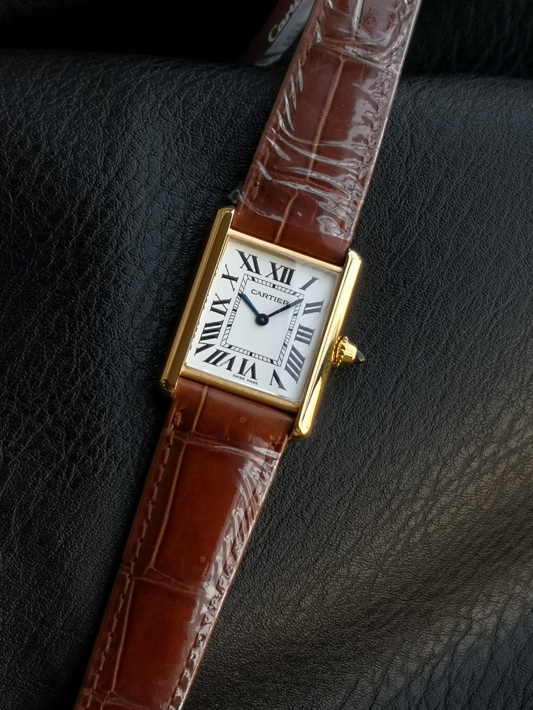 Cartier Tank Louis Gold-Tone Watch with Brown Leather Strap, Luxury Timepiece 2 a1730977559115 8656