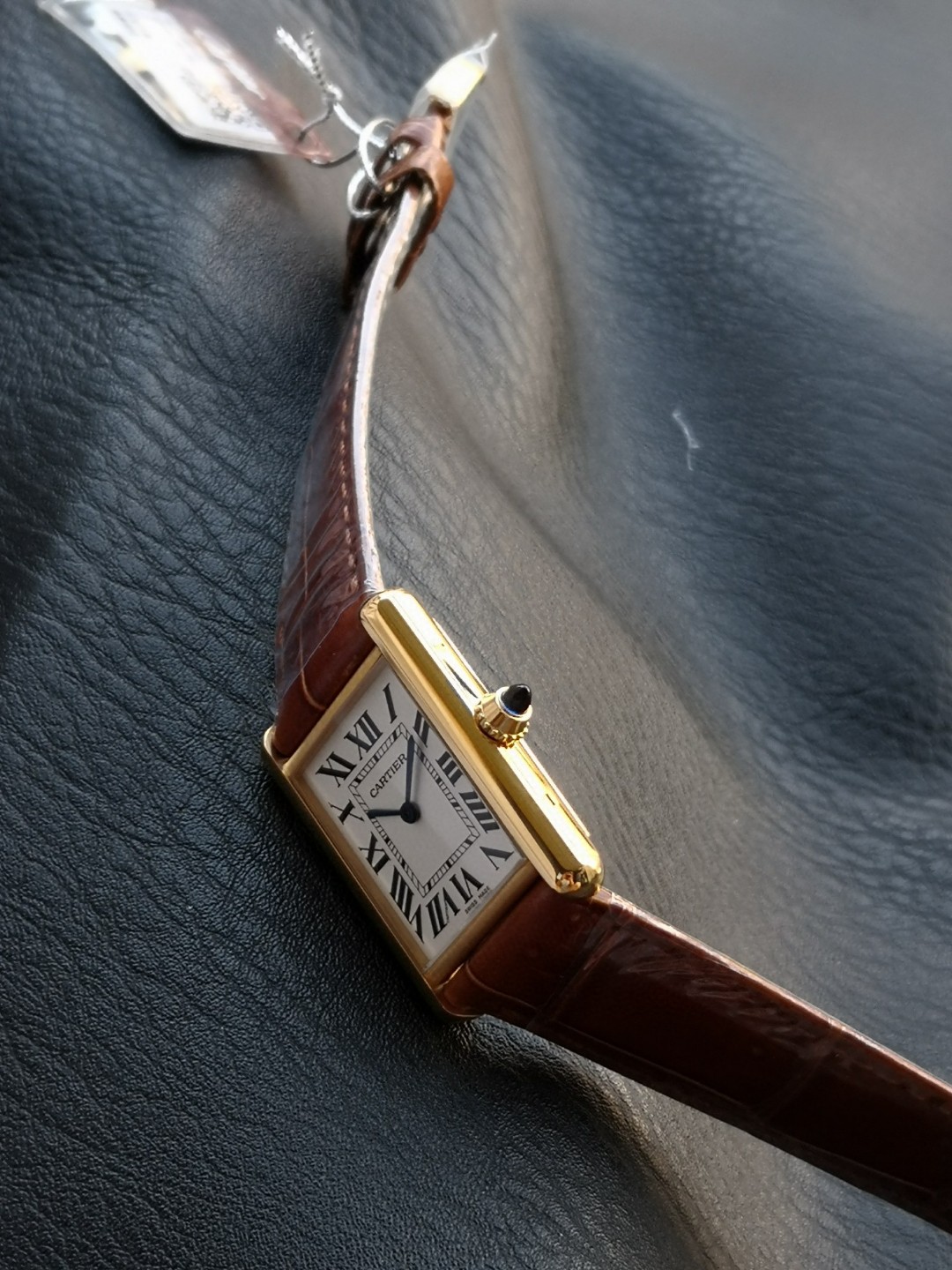Cartier Tank Louis Gold-Tone Watch with Brown Leather Strap, Luxury Timepiece 5 a1730977561428 5014