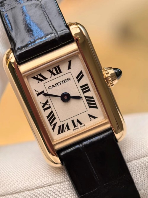Cartier Tank Louis Mini Gold Case Black Leather Strap Women's Watch 1 Cartier Tank Louis Mini Gold Case Black Leather Strap Women's Watch