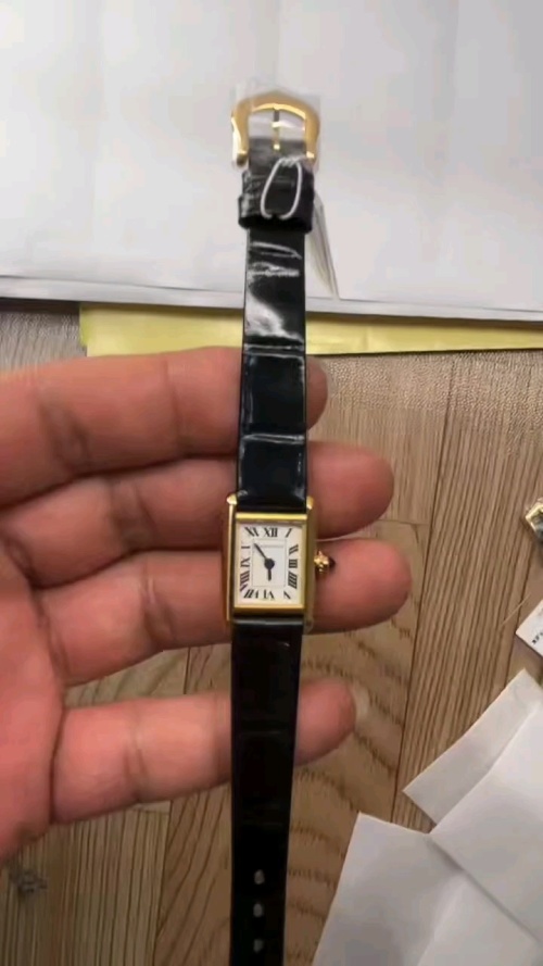Cartier Tank Louis Mini Watch, Elegant Gold-Tone Case, Black Leather Strap 1 Cartier Tank Louis Mini Watch, Elegant Gold-Tone Case, Black Leather Strap