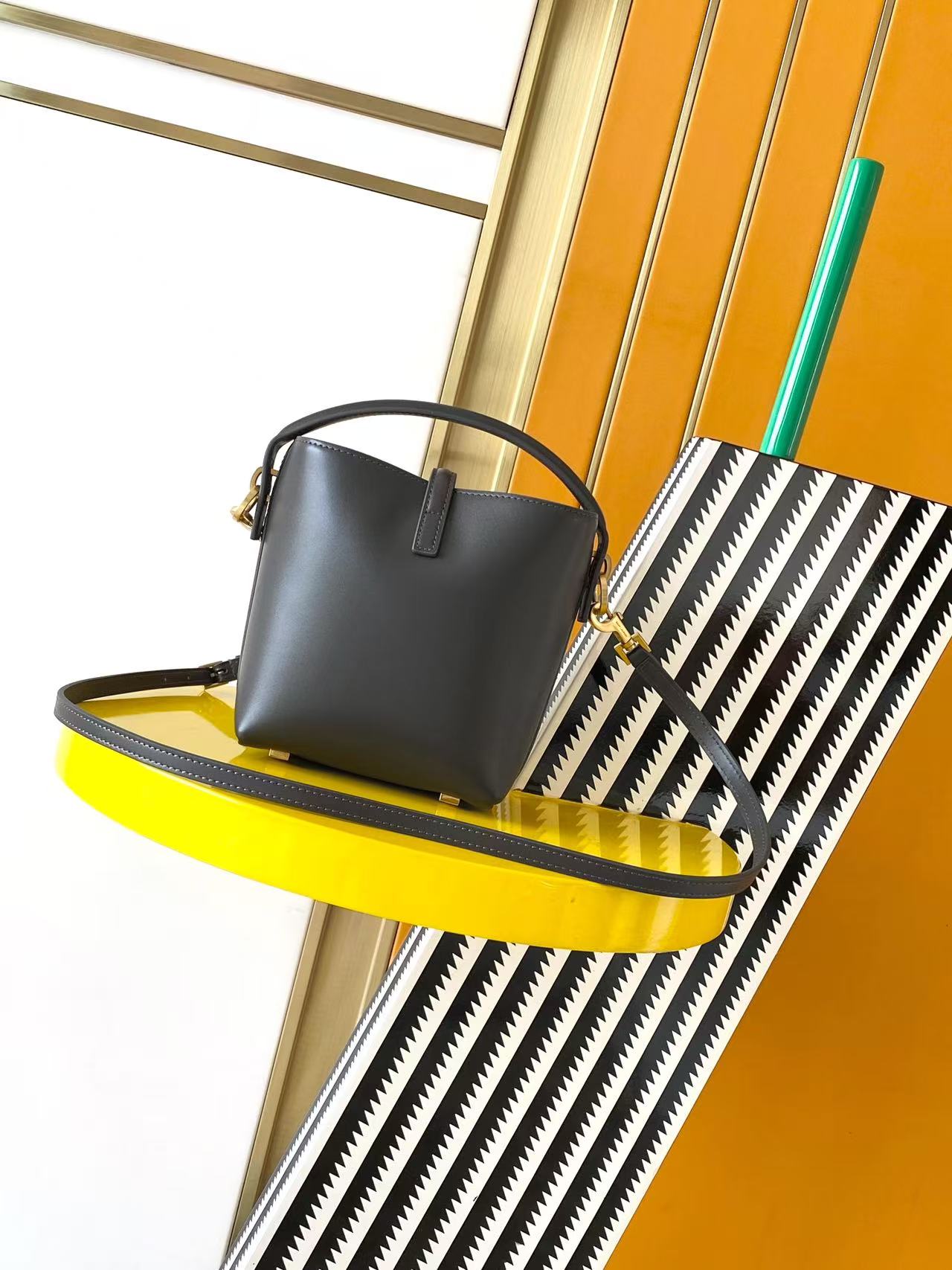 Yves Saint Laurent LE 37 Mini Smooth Leather Bucket Bag, Top Handle Bag 4 a1759414657368 5176