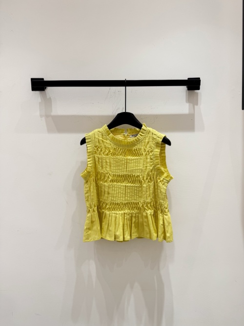 Miu Miu 25SS Cotton Linen Set - Sleeveless Top and High-Waisted Skirt