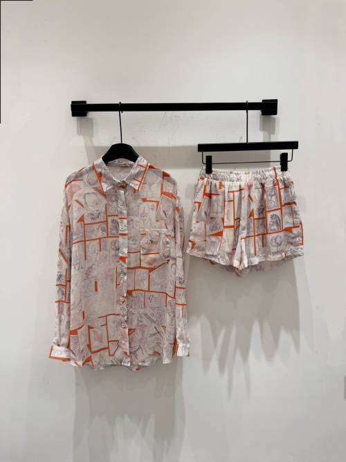 Hermes Inspired Floral Print Sun Protection Set - Shirt and Shorts Combo 1 Hermes Inspired Floral Print Sun Protection Set - Shirt and Shorts Combo