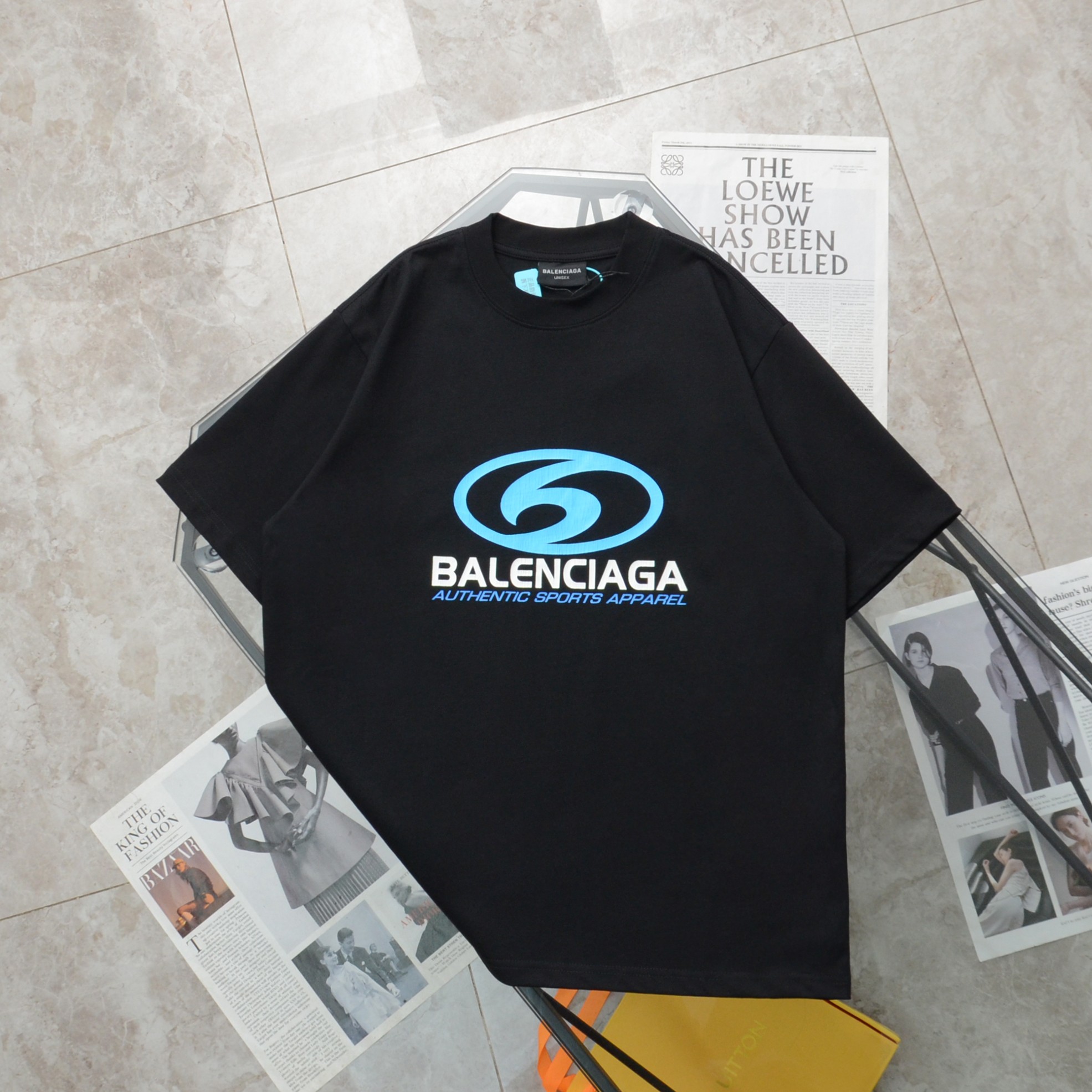 Balenciaga Kleidung T-Shirt Schwarz Grau Weiß Drucken Unisex Baumwolle Fashion Kurzarm