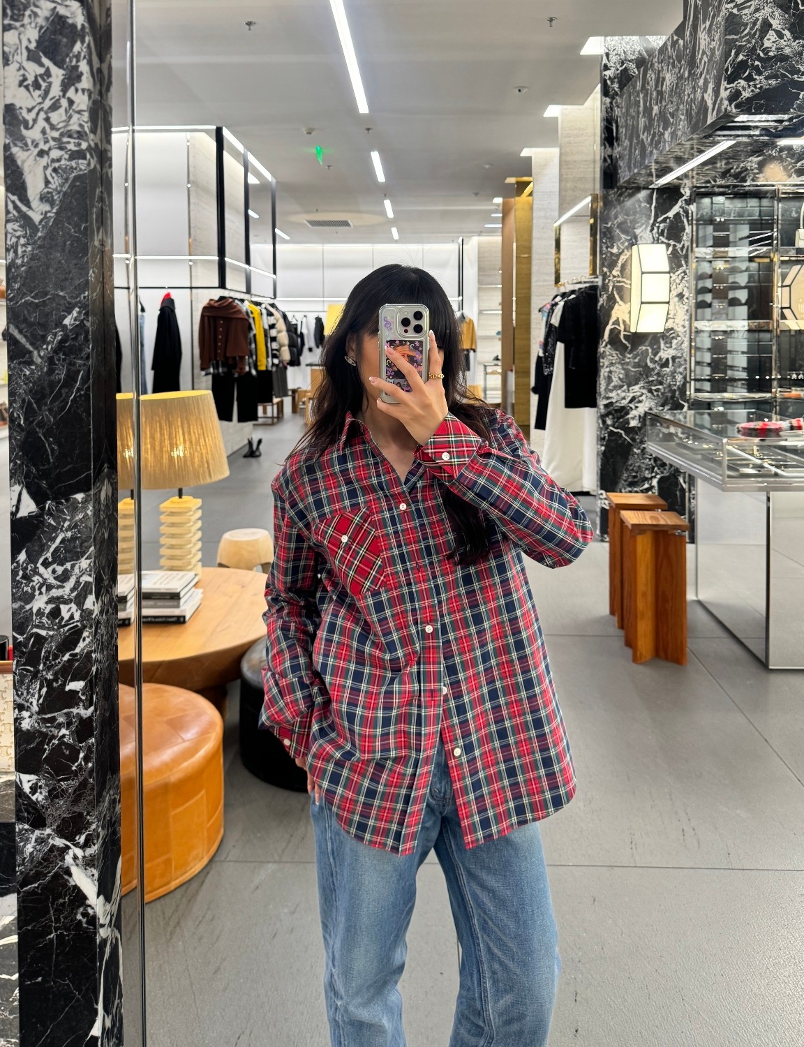 NO:740619,[Love] New style [Love]!  The latest CE 26NEW Arc de Triomphe color-blocked plaid pocket shirt. Size SML.,,shirts,19860909[爱心]新款[爱心]！最新CE 26NEW 凯旋门拼色格纹口袋衬衫.尺码SML.,,shirts,,Women's clothing