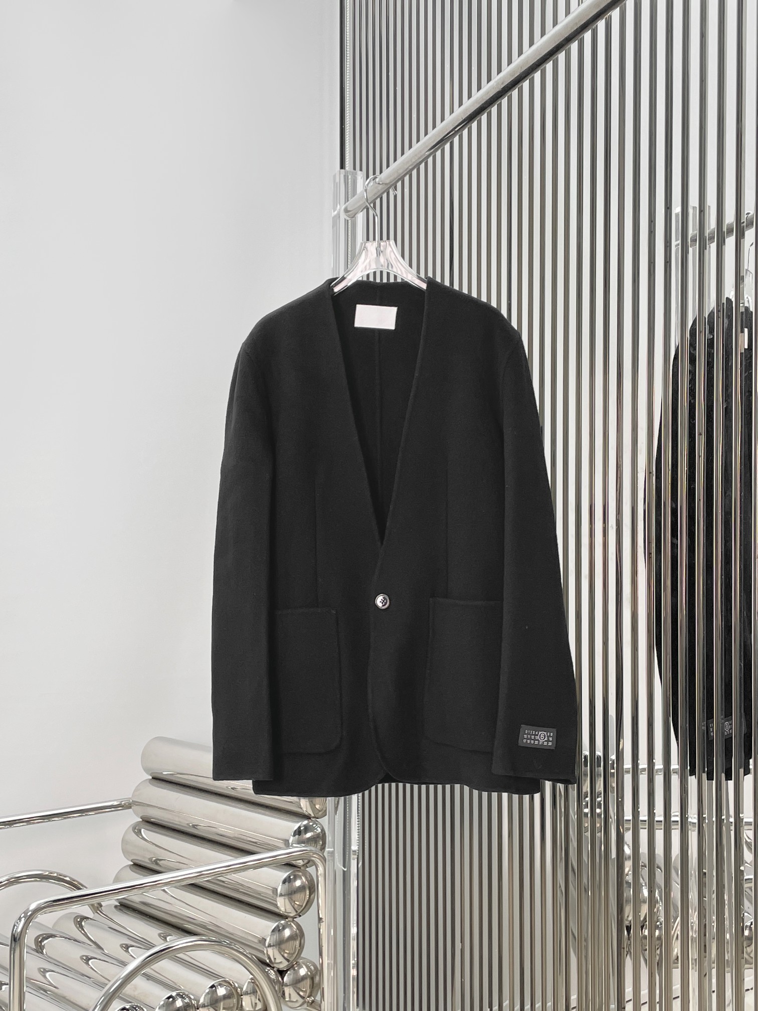 NO:740183,[Love] New style [Love]!  The latest MM6 26NEW one-button collarless wool jacket. Size SML., masion margiela, jackets & coats,19860909[爱心]新款[爱心]！最新MM6 26NEW 一粒扣无领羊毛外套.尺码SML.,,masion margiela,jackets & coats,,Women's clothing