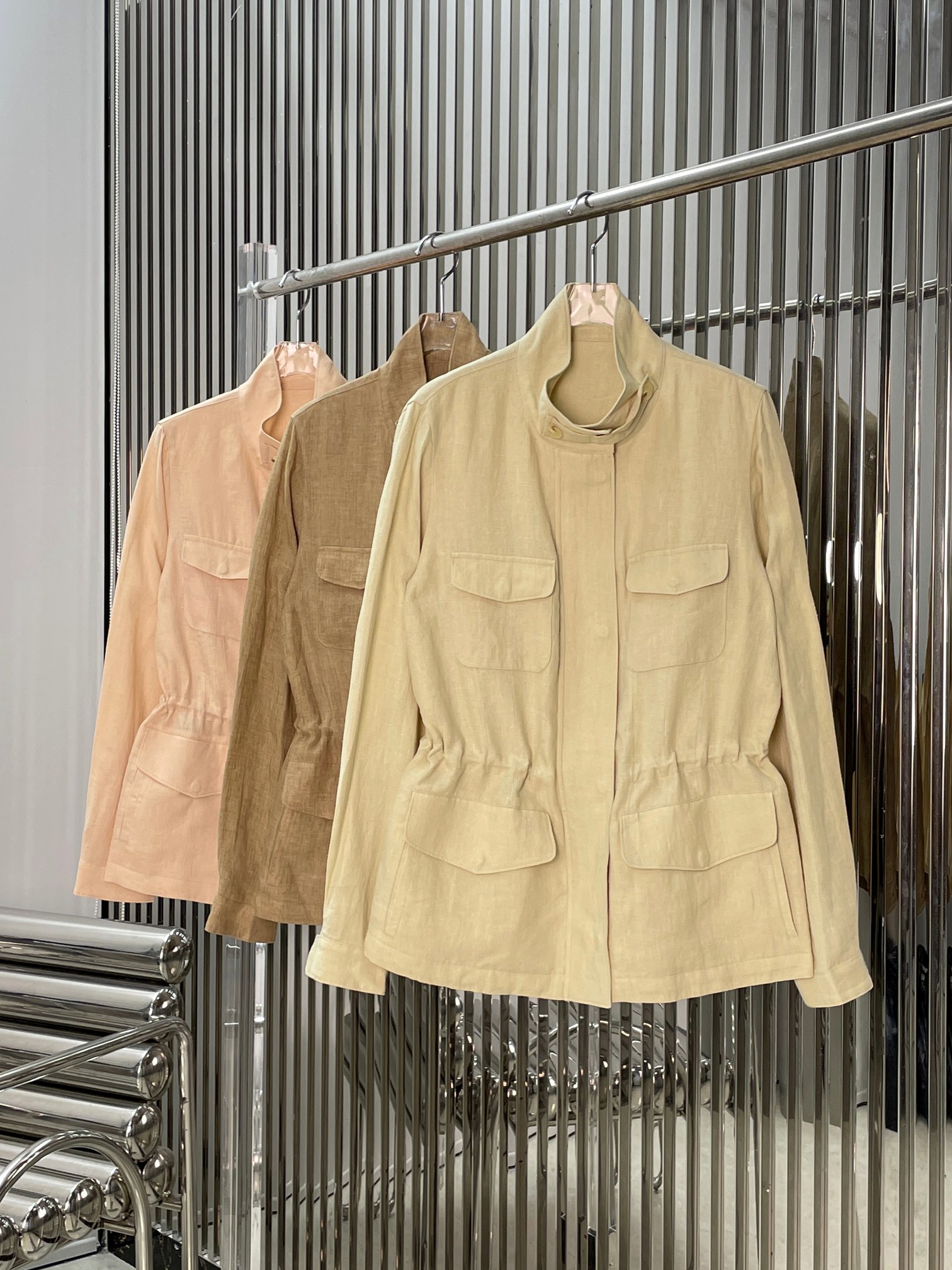 NO:908688,[Love] New style [Love]!  The latest LP 26NEW linen four-pocket stand collar casual shirt jacket. Colors are light pink, brown, and light yellow. Size: XS SML.,,loro piana,jackets & coats,shirts,19860909[爱心]新款[爱心]！最新LP 26NEW 亚麻四口袋立领休闲衬衫外套.颜色浅粉、棕、浅黄.尺码:XS SML.,,loro piana,jackets & coats,shirts,,Women's clothing