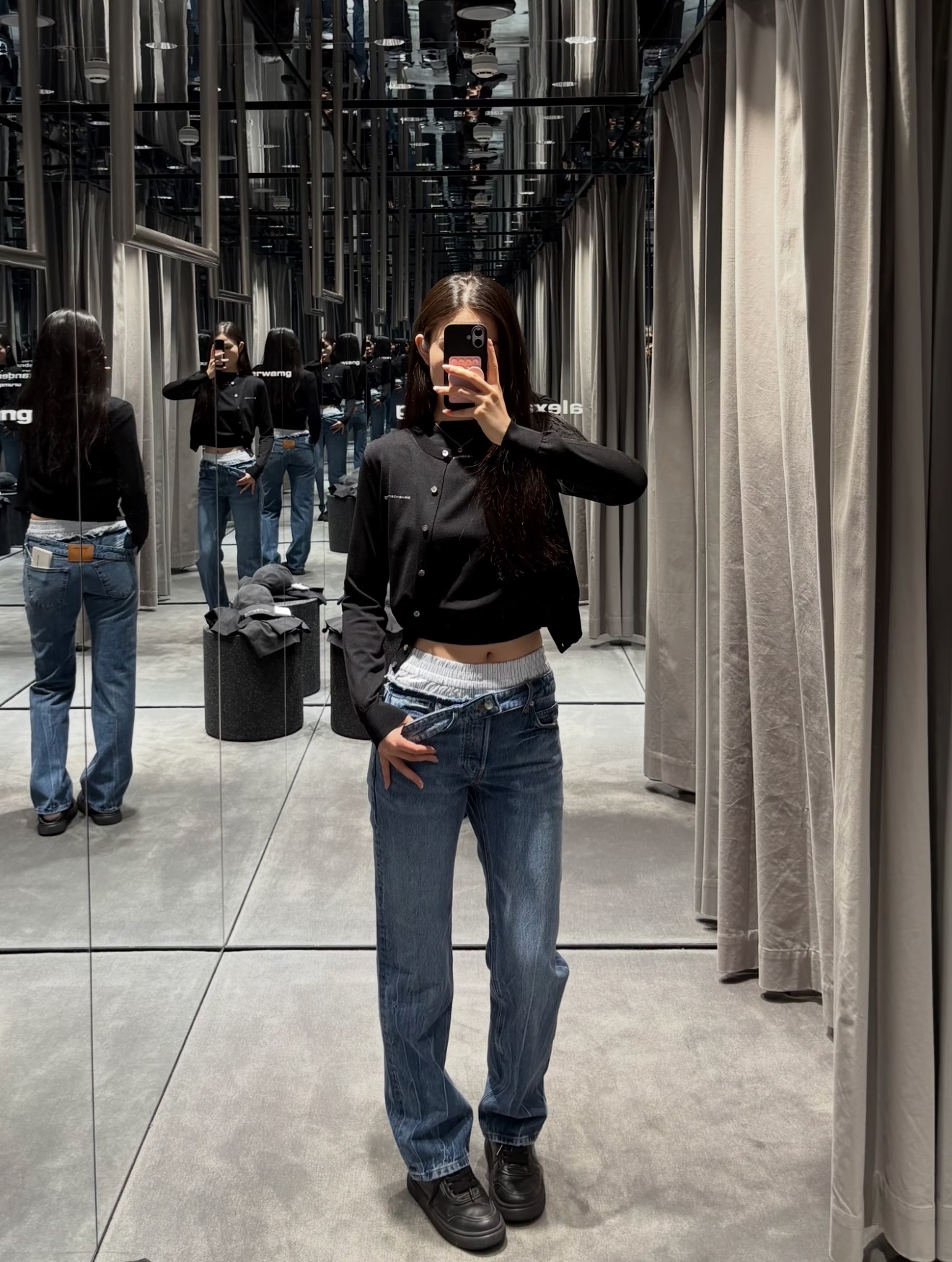 NO:911438,[Love] New style [Love]! The latest AW 26NEW double waisted denim straight trousers. Size XS SML.,,19860909[爱心]新款[爱心]!最新AW 26NEW 双腰头拼接牛仔直筒长裤.尺码XS SML.,,,Women's clothing