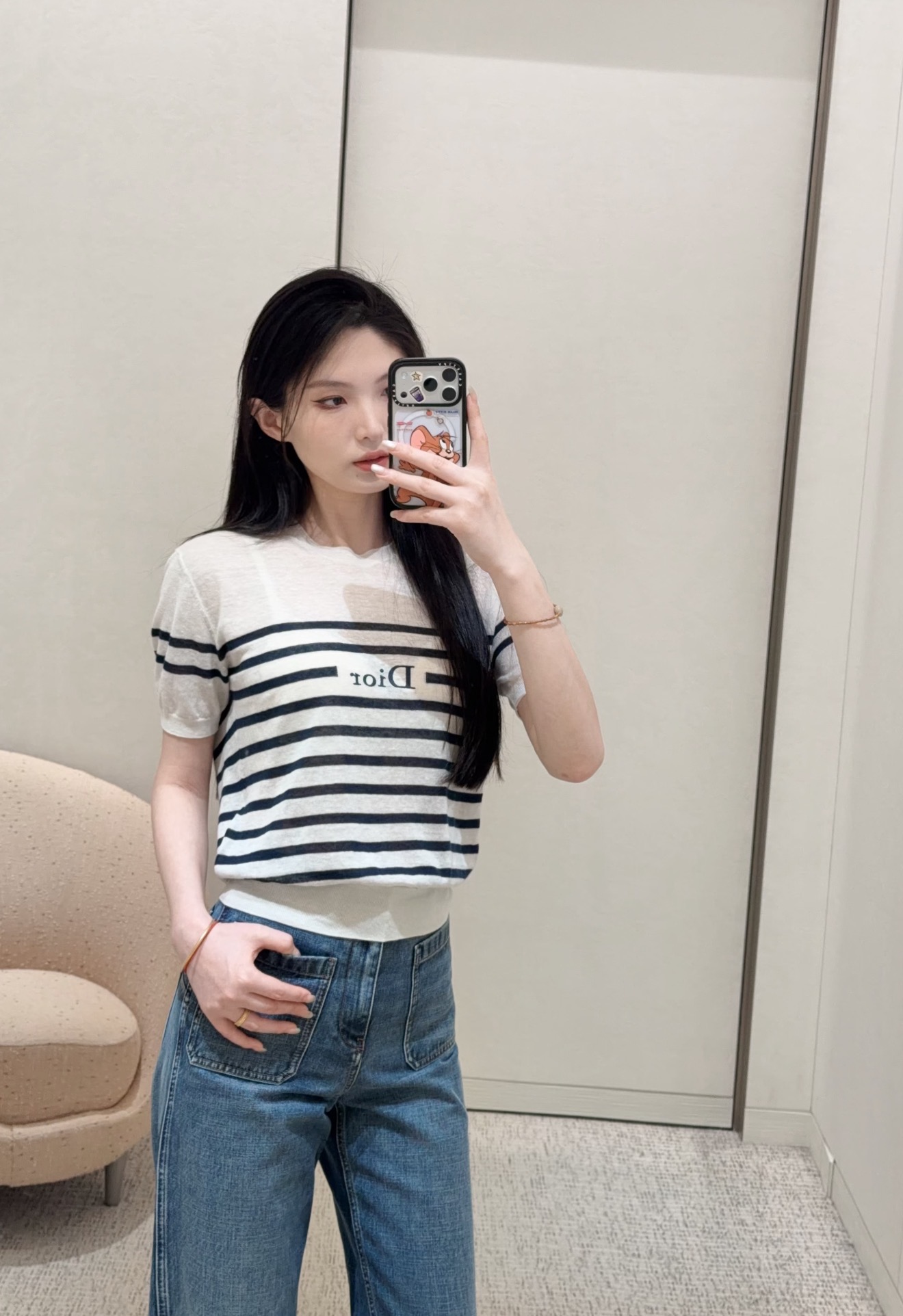 NO:924126,[Love] New style [Love]!  The latest D 26NEW letter embroidered color block striped knitted short-sleeved top. Size SML.,,T-shirt,19860909[爱心]新款[爱心]！最新D 26NEW 字母刺绣拼色条纹针织短袖上衣.尺码SML.,,T-shirt,,Women's clothing