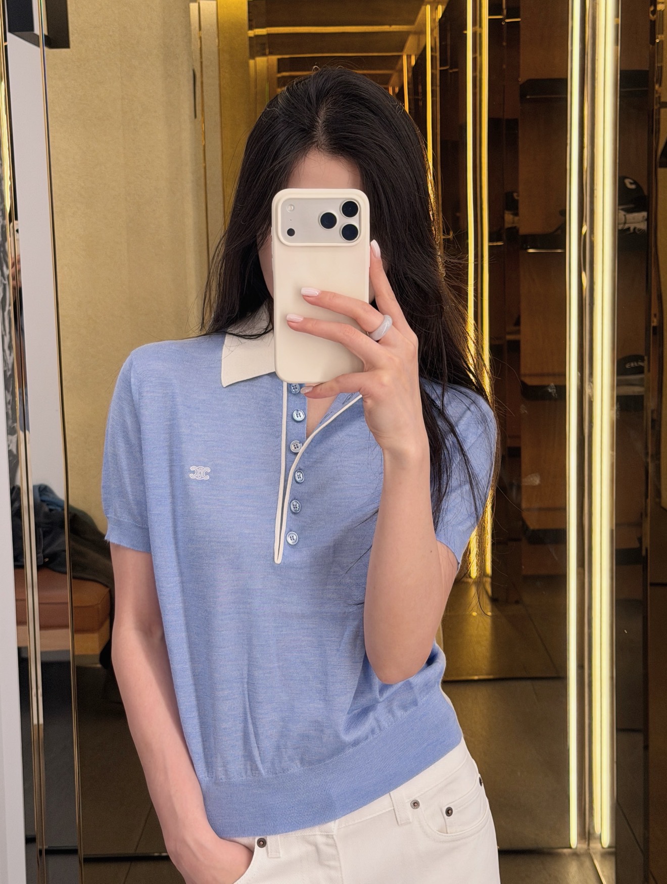 NO:931368,[Love] New style [Love]!  The latest CE 26NEW Arc de Triomphe logo embroidered polo collar short-sleeved knitted top. Size SML.,,T-shirt,19860909[爱心]新款[爱心]！最新CE 26NEW 凯旋门徽标刺绣polo领短袖针织上衣.尺码SML.,,T-shirt,,Women's clothing