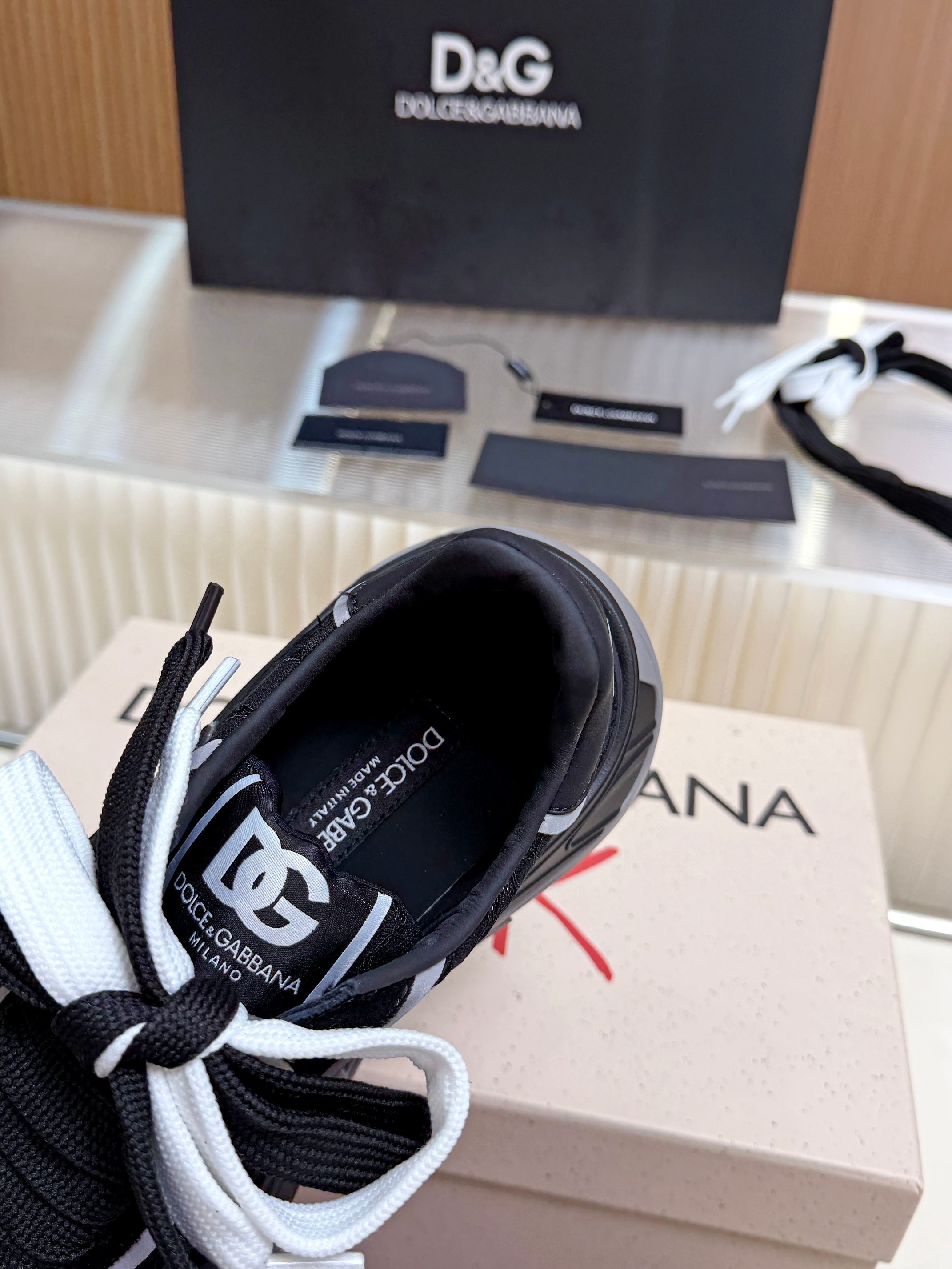 D&G Black DG Logo Chunky Dad Sneakers