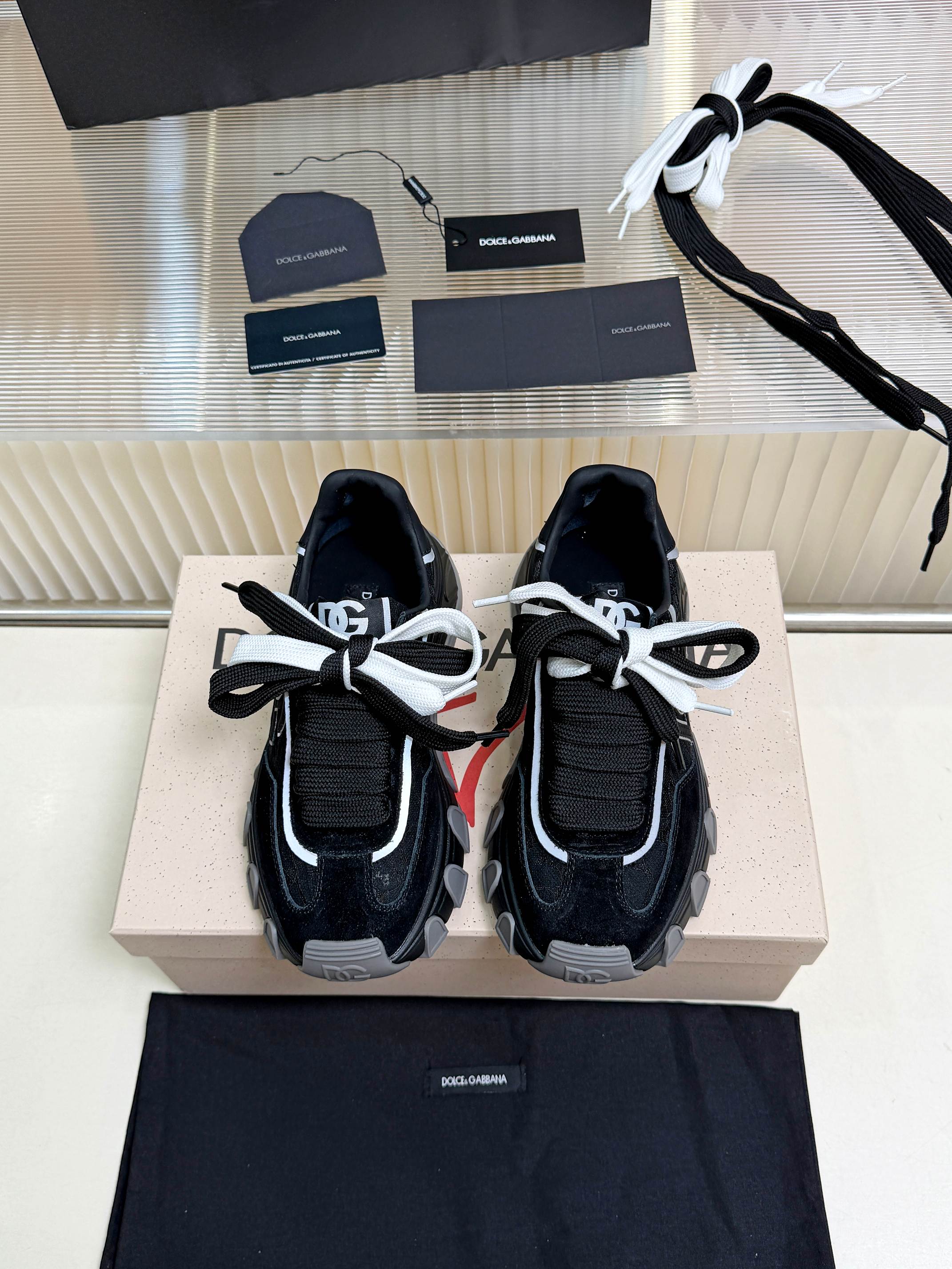 D&G Black DG Logo Chunky Dad Sneakers