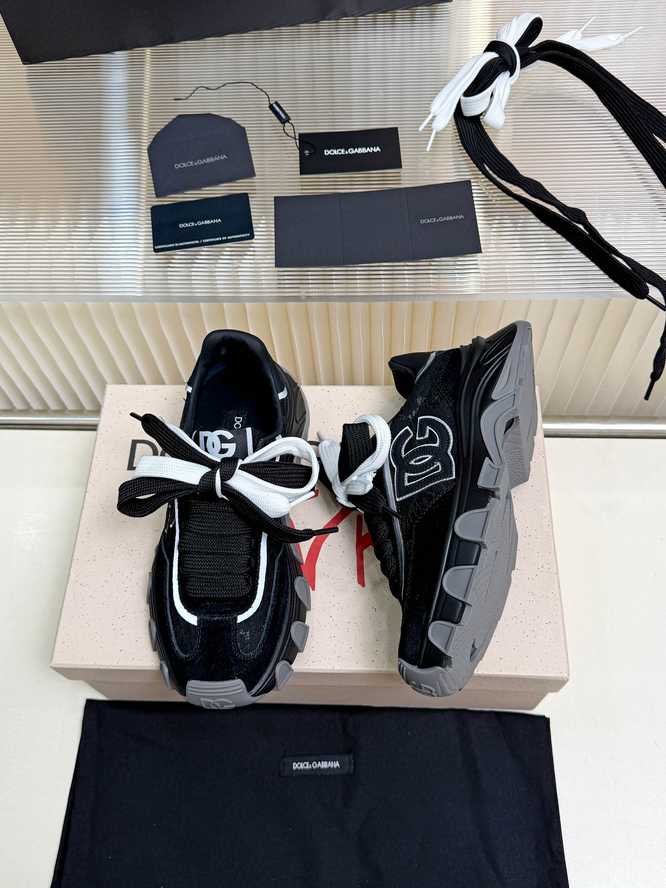 D&G Black DG Logo Chunky Dad Sneakers