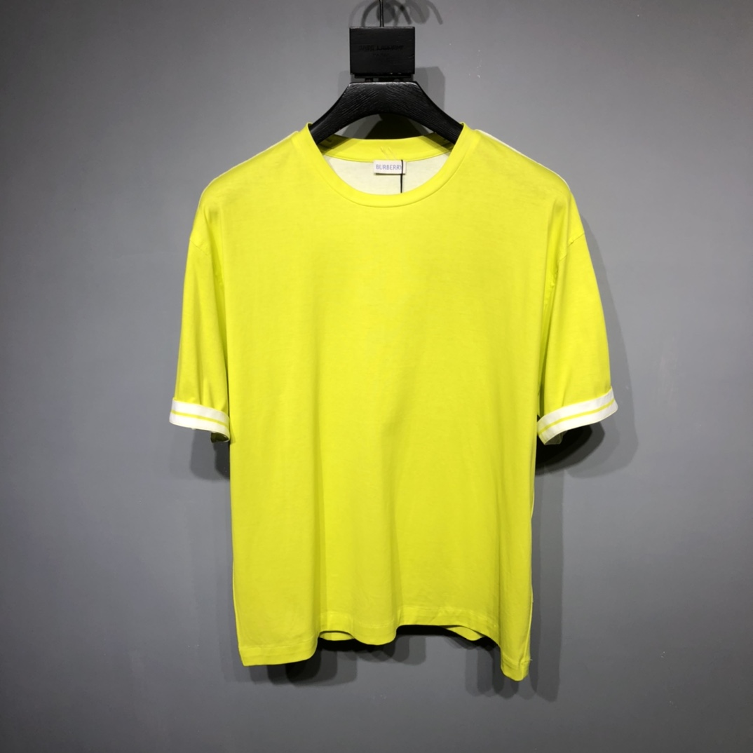 Burberry Odzież T-Shirt Biały Żółty Drukowanie Unisex Bawełna Kolekcja wiosenno-letnia Krótki rękaw