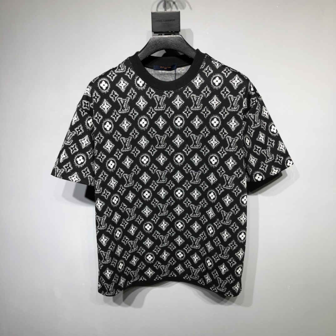Louis Vuitton Odzież T-Shirt Beżowy Czarny Brązowy Biały Unisex Kolekcja wiosenno-letnia Krótki rękaw
