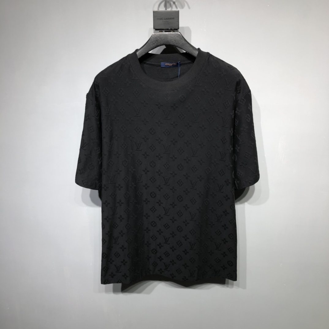 Louis Vuitton Abbigliamento T-Shirt Nero Bianco Unisex Cotone Spandex Collezione estiva Maniche corte
