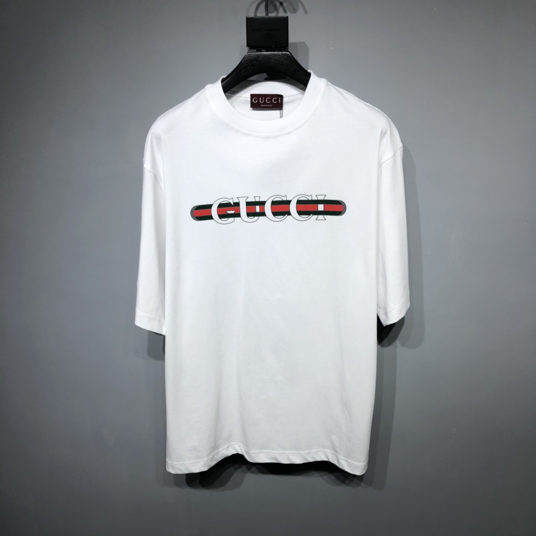 Gucci Abbigliamento T-Shirt Bianco Stampa Unisex Cotone a maglia Lavorazione Collezione Primavera/Estate Maniche corte