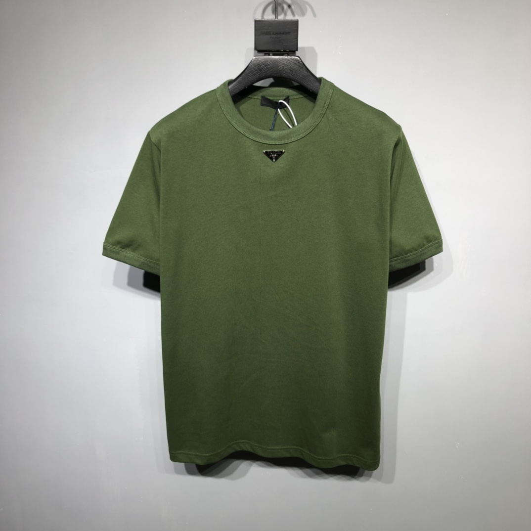 Prada Odzież T-Shirt Czarny Zielony Biały Unisex Bawełna Dzianiny Kolekcja wiosenno-letnia Krótki rękaw