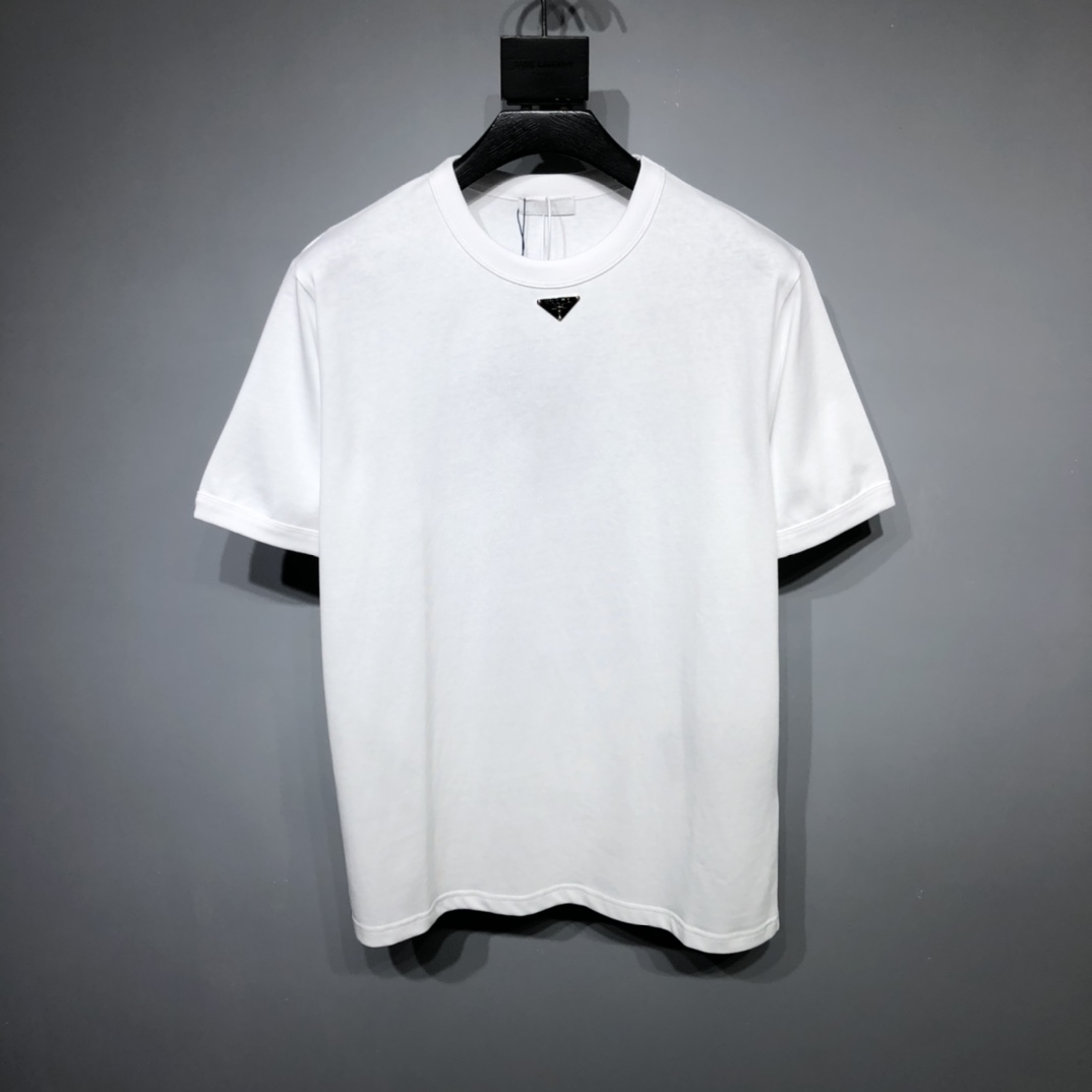 Prada Abbigliamento T-Shirt Nero Verde Bianco Unisex Cotone Lavorazione a maglia Collezione Primavera/Estate Maniche corte