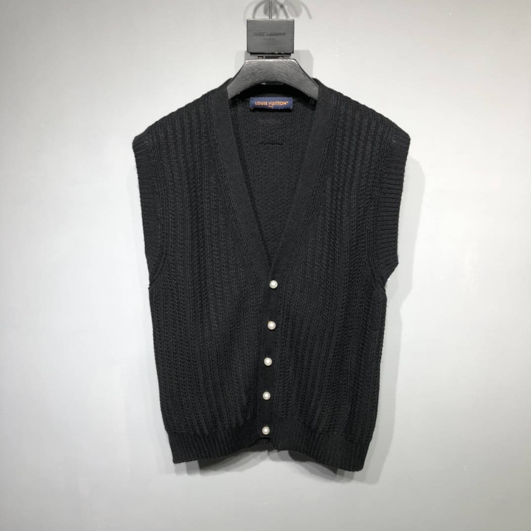 Louis Vuitton Abbigliamento Canotta Nero Unisex Lavorazione a maglia Lana Collezione Primavera/Estate Casual