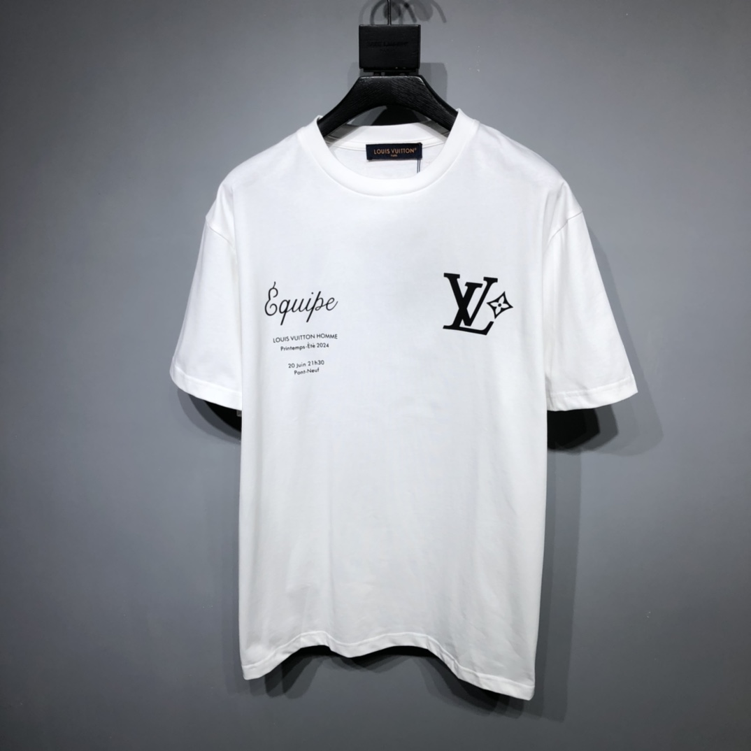 Louis Vuitton Odzież T-Shirt Biały Drukowanie Unisex Wiosenna kolekcja Krótki rękaw