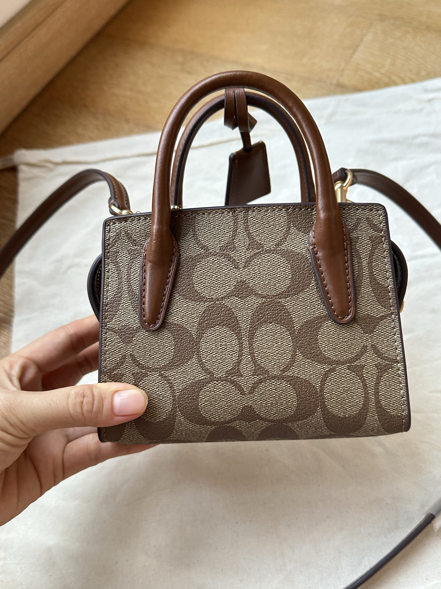 Coach ～纯原Coach蔻驰 CO975 Andrea迷你系列手提单肩斜挎包 老花料PVC配头层牛皮