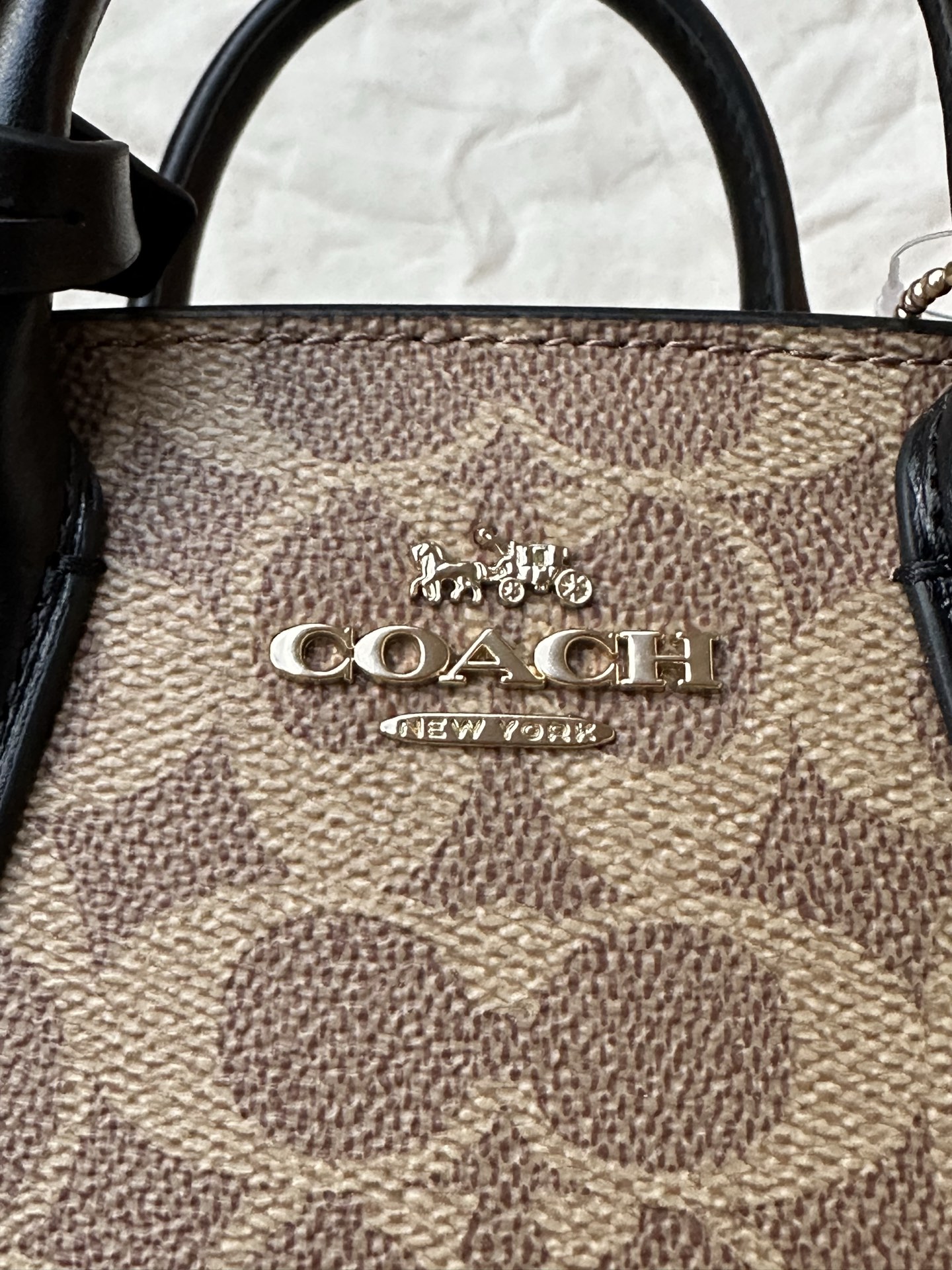 Coach ～纯原Coach蔻驰 CM304 Andrea迷你系列手提单肩斜挎包 老花料PVC配头层牛皮