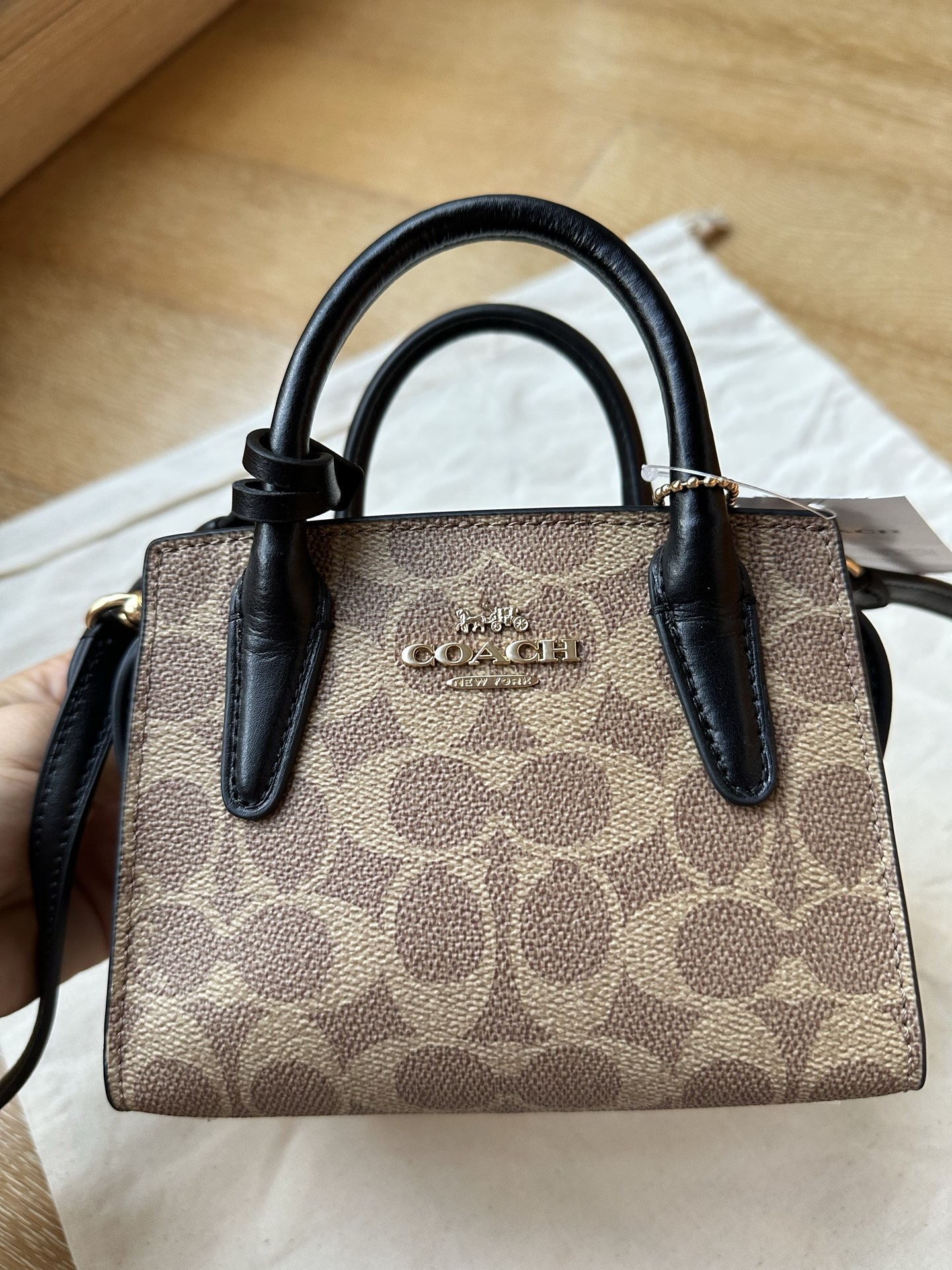 Coach ～纯原Coach蔻驰 CM304 Andrea迷你系列手提单肩斜挎包 老花料PVC配头层牛皮