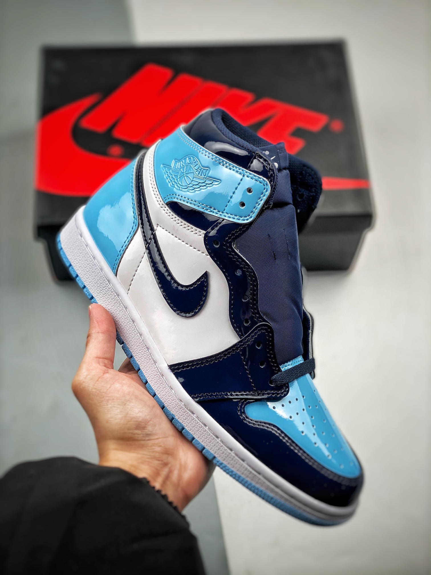 aj1北卡蓝漆皮尺码36-47.5总裁S2版出品-AirJordan1AllStarAJ1北卡蓝漆皮全明