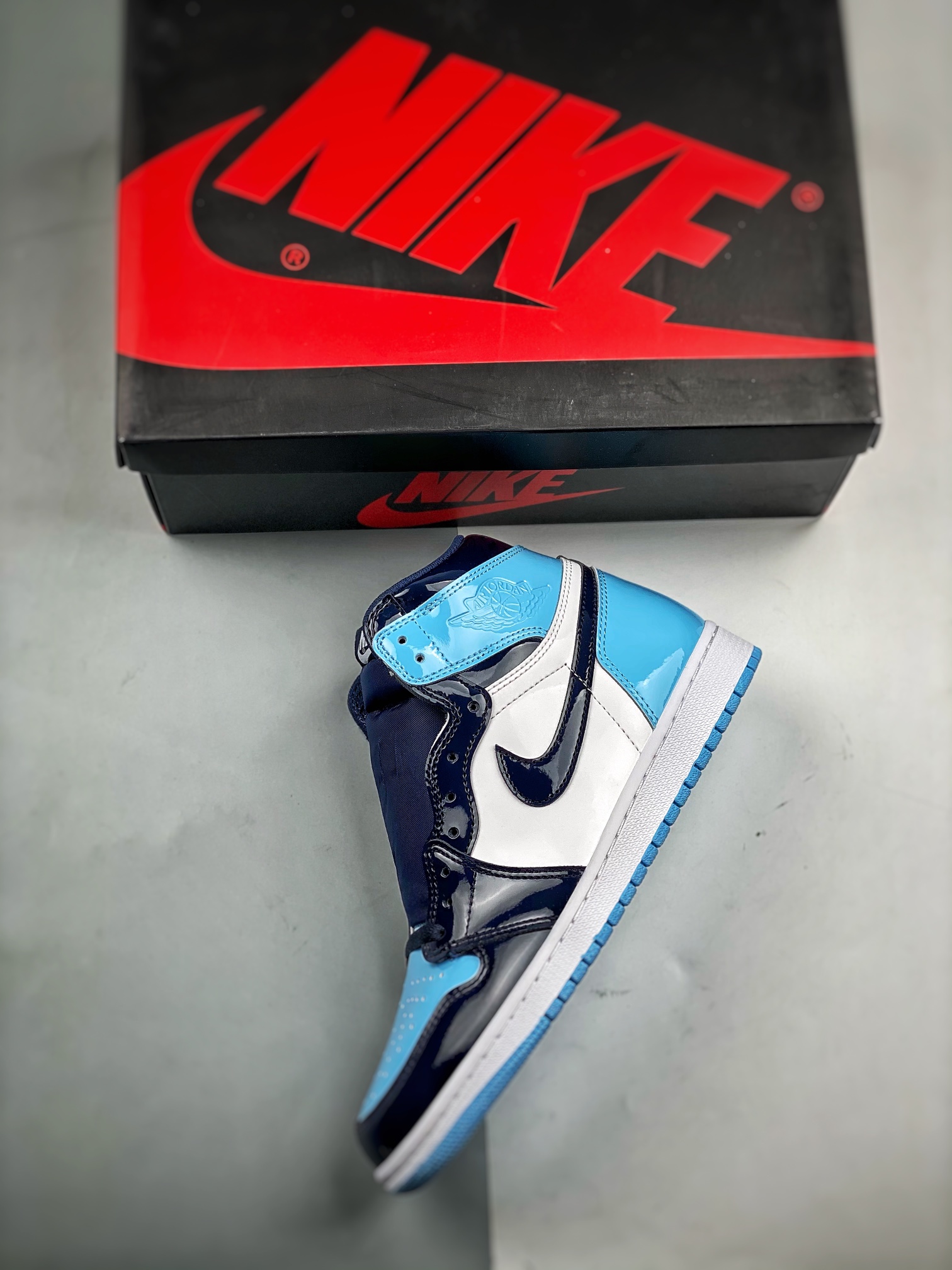 aj1北卡蓝漆皮尺码36-47.5总裁S2版出品-AirJordan1AllStarAJ1北卡蓝漆皮全明