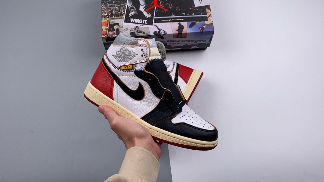 AJ1UN黑脚趾拼接尺码40-47.5总裁S2版出品-UnionxAirJordan1黑脚趾拼接BV13