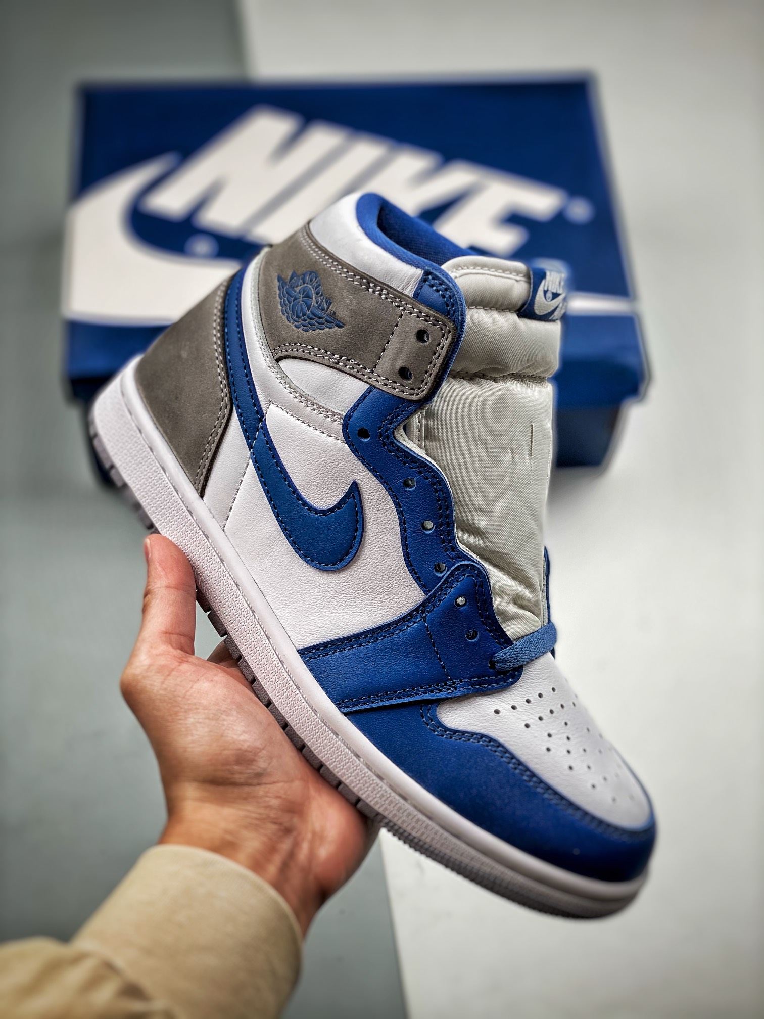 AJ1蓝白尺码:40-47.5总裁S2版出品-AirJordan1HighAJ1蓝白真兰高帮复古篮球鞋D