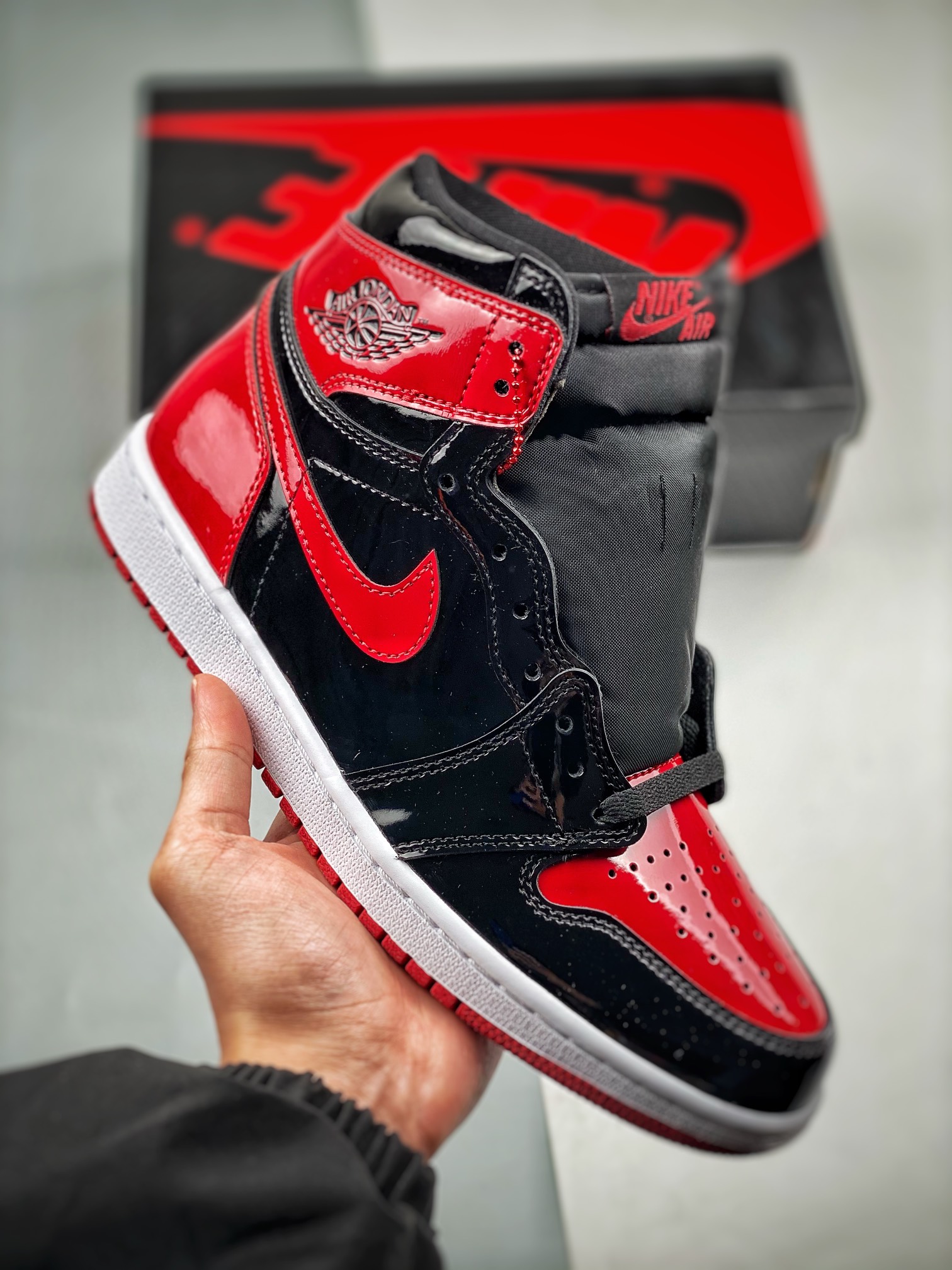 AJ1红漆皮尺码36-47.5总裁S2版出品-AirJordan1“BredPatent”红漆皮全明星5